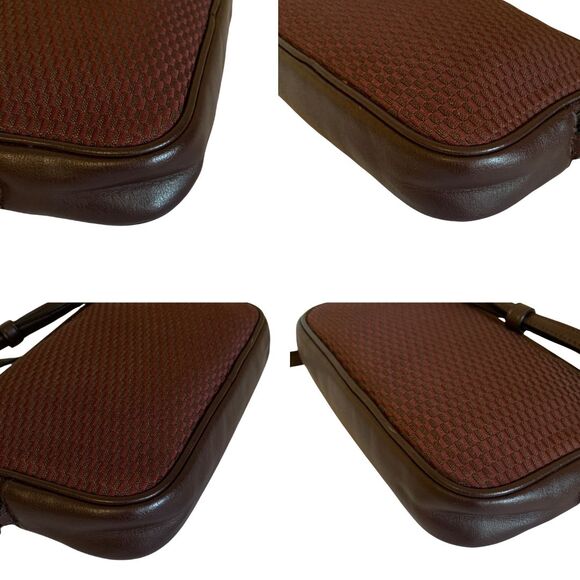 COACH LEGACY Jacquard/Leather Oxblood Burgundy Pouch Crossbody - Picture 11 of 12